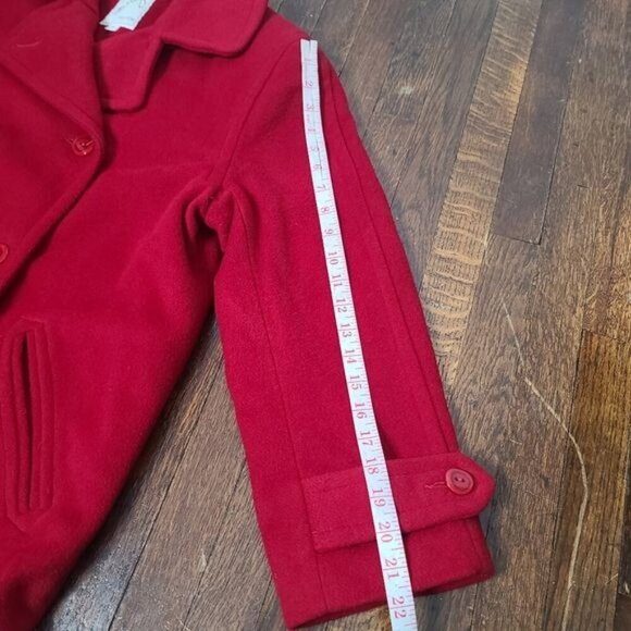 Vintage 80's 90's Barraza Red Wool Double Breasted Peacoat - Picture 12 of 13